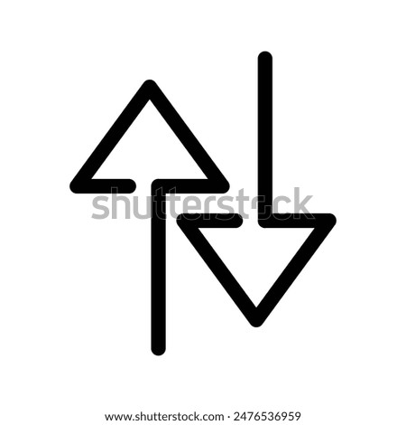 Outlined Swipe up arrow icon set. Up Down Arrows sign on white background.	