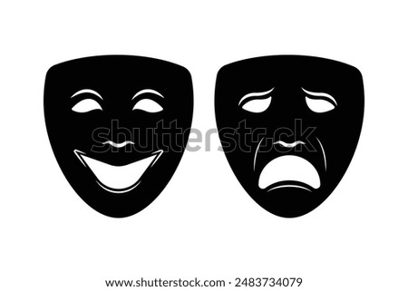 Set of Theater mask icon collection. Happy and sad mask symbol. Vector Illustration.