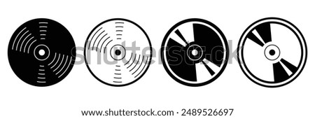 Set of Compact disc icon collection. Music disc cassette symbol. Vector illustration.