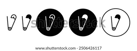 Set of Safety pin icon collection with circle. Vector Illustration.