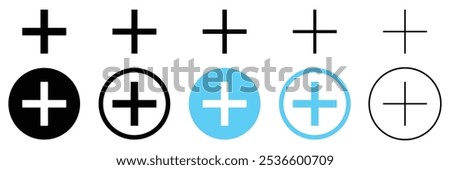 Set of create icon collection. Add, new, plus symbol. Vector Illustration.