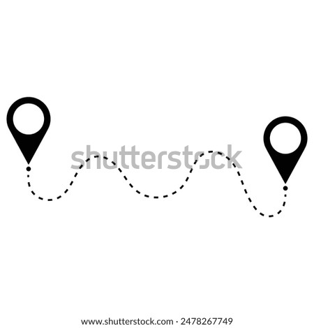 Cartoon map with pin pointers icon. Navigation or navigator, maps, road, direction arrow. Pins points mark. Pointer or point trekking route. trac trace city, street map. Markers, map locator idea.