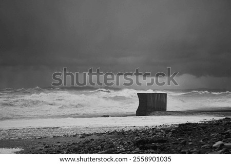 Similar – Image, Stock Photo black and white landscape with highway bridge over the river in Latvia. A moment before winter starts.