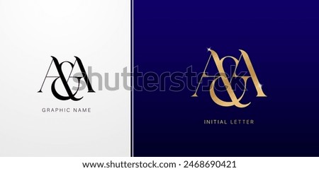 AA initials letters monogram logos designs symbol for business cards elements, branding company identity, advertisement material golden foil paper, collage print, ads campaign, wedding invitation sign