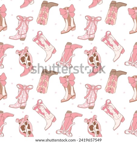 Coquette Pattern Cowgirl Boot, Girly Western Digital Paper isolated on white background.