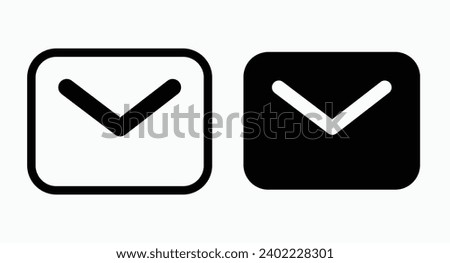 simple minimalist black and tranparant rounded mail e-mail icon vector