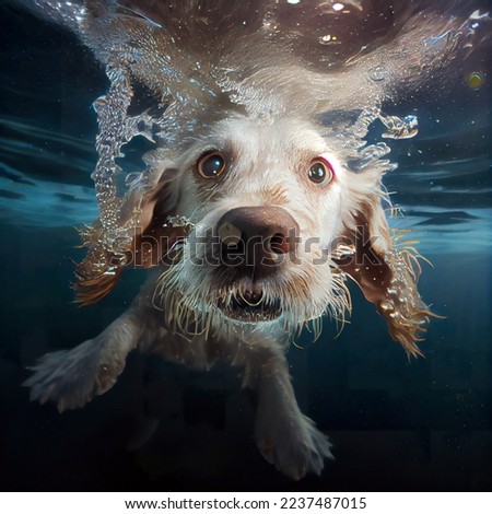 Similar – Image, Stock Photo underwater view of dog in the pool, fun and lifestyle at summer