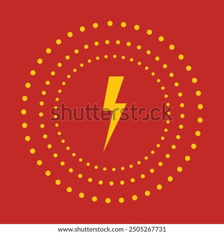 Vector lightning symbol in the middle of a dotted spiral circle, lightning icon illustration design