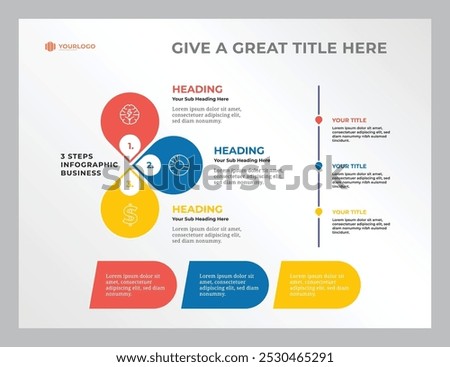 Colorful circle design infographic template with 3 steps on elegant white background, modern vector infographic template for your project