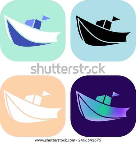 set of boats simple logo in many variant color