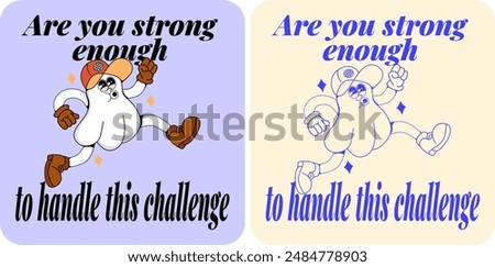 Illustration of a cheerful ghost cartoon that has accepted the fact that it has left this world, the question is are you strong enough to overcome all the obstacles in life so that you don't regret it