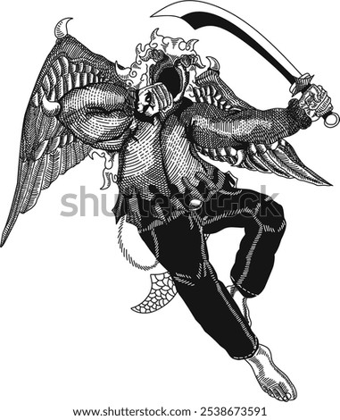 winged cupid warrior, their face etched with determination, holding a sword aloft as a symbol of resistance for love and the upholding of justice and compassion. 