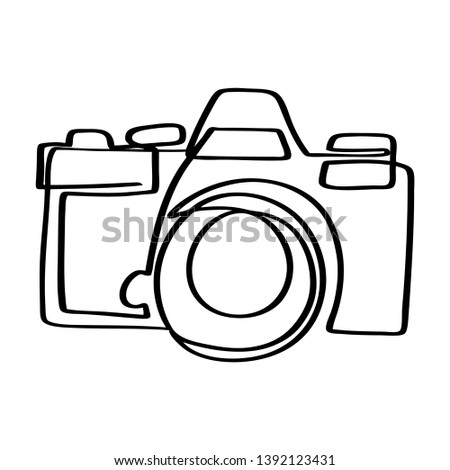 Continuous line art or One Line Drawing of a camera
linear style and Hand drawn vector illustrations, outline