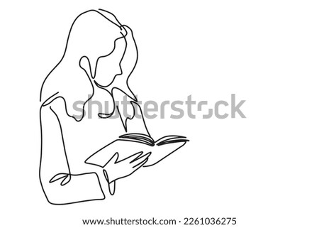 Continuous line reading a book Concept, study, relax, style, design, hand drawn, vector illustration