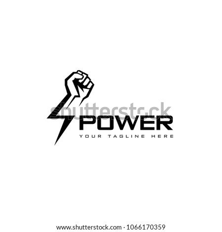 Vector logo design template. Fist male hand, proletarian protest symbol. Power sign