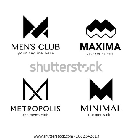 Set of vector logo design template for business. M letter