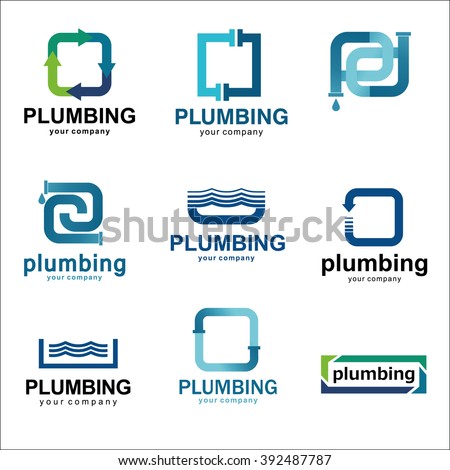 Vector logo design template for plumbing company. Icon set