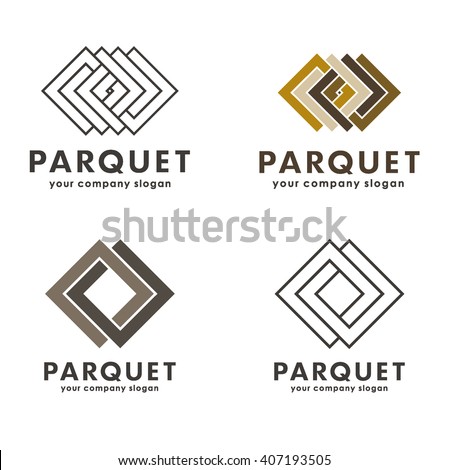 Set of vector logos parquet, parquet board, laminate, flooring. 