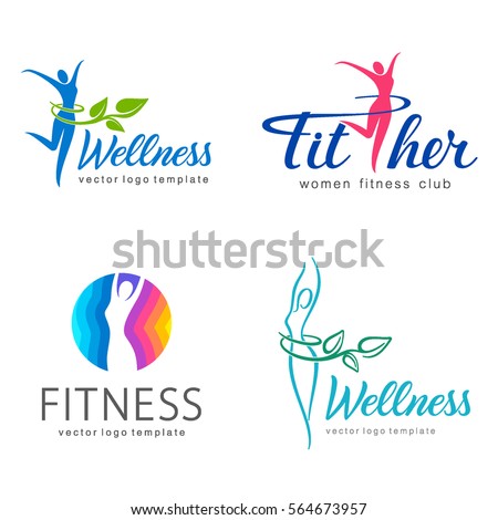 Fitness and wellness vector logo design  set