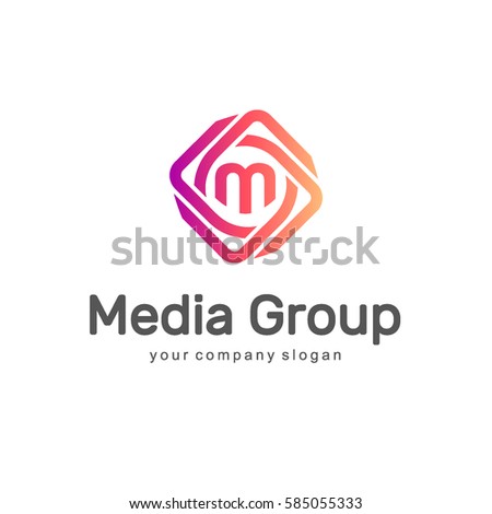 Abstract vector logo design template. Media Group. Multimedia logo.