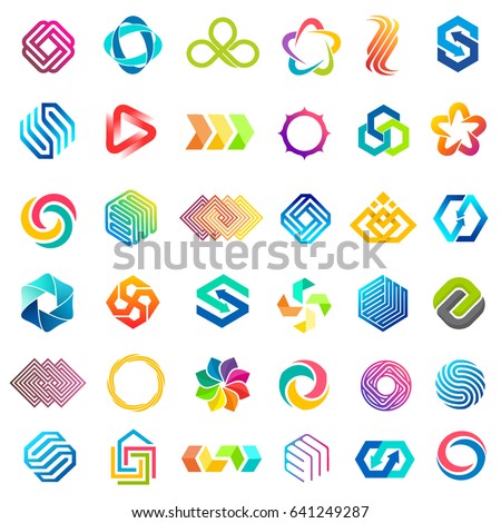 Big vector set of logo design. Unusual icons for business