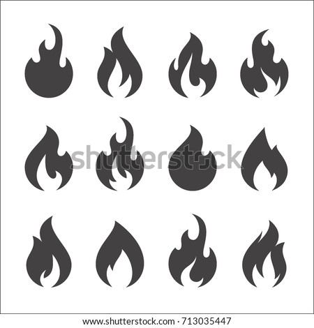 Fire flames, set vector icons