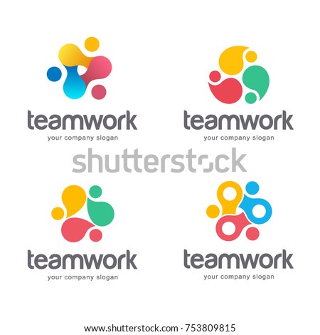 Vector abstract logo design. Teamwork, alliance. 