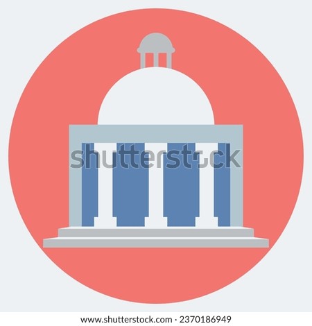Buildings icon vector set. Bank, school, courthouse, university, library. Architecture concept. Can be used for topics like office, city,
