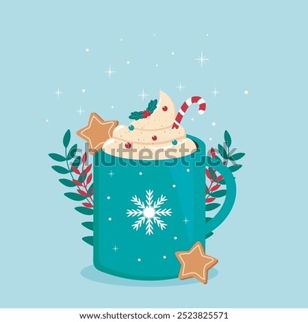 Winter holiday Christmas mug vector illustration