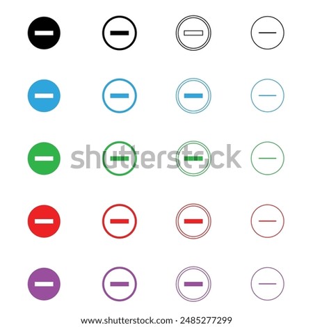 Minus round isolated icon, minus circle outline vector icon with editable stroke, minus icon vector image or sign.