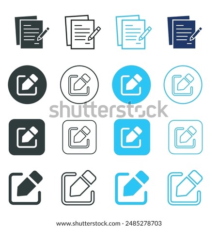 Edit pen icon, create modify pen sign button, Pencil icon, sign up icon - editing text file document icon set