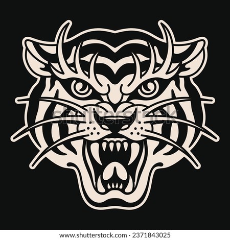 Traditional tiger tattoo vector design