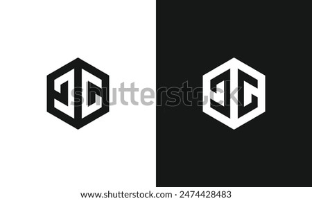 monogram c cc jc cj j hexagon sport gym logo template