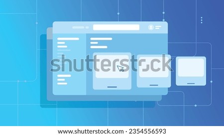 Vector computer window and tab, technology concept background, flat design