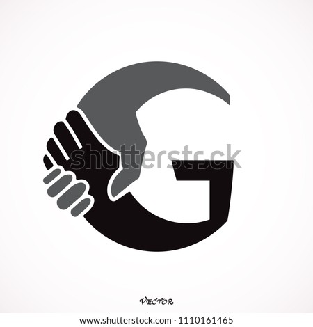 G Logo handshake. G Letter Design Vector Illustration Modern Monogram Icon.