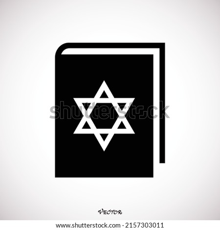 Hebrew Bible vector icon. filled flat sign for mobile concept and web design. Jewish book with David star glyph icon. Symbol, logo illustration. Vector graphics