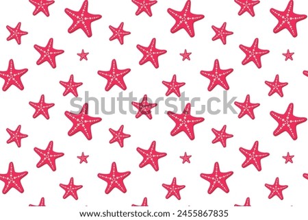 Sea stars hand drawn vector seamless pattern. Vector seamless pattern with adorable star fish for textile, wallpaper, print.