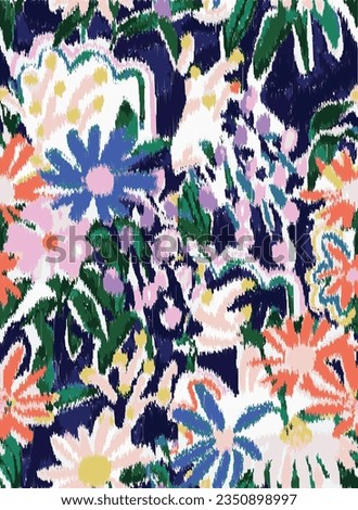 Ikat floral paisley embroidery on white background.Ikat ethnic flower seamless pattern  abstract vector illustration.design for texture,fabric,clothing,wrapping,scarf,sarong.

