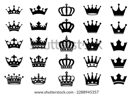 simple silhouette of crown set, vector illustration