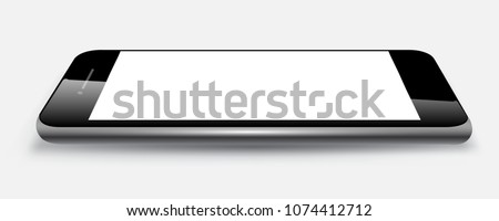 Black phone lie on the surface - stock vector