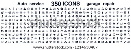 Auto service, car garage 350 isolated icons set – stock vector Foto stock © 