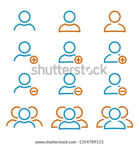 Set person and group of people icons - stock vector