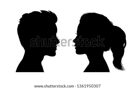 Man and woman face silhouette. Face to face icon – stock vector