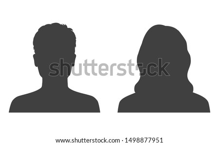Man and woman head icon silhouette. Male and female avatar profile, face silhouette sign – stock vector