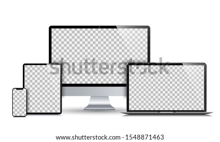 Set technology devices with empty display - stock vector
