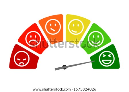 Scale speed, valuation by emoticons, satisfaction barometer - stock vector