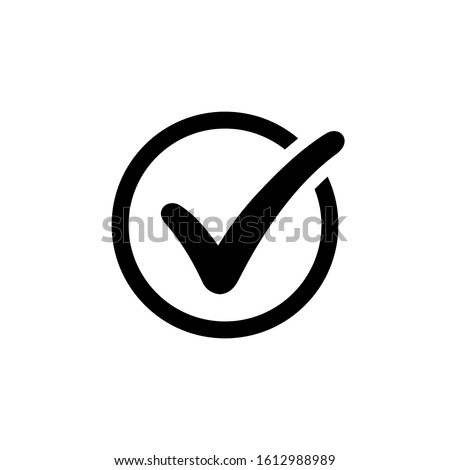 Approval check icon isolated, quality sign, black tick – stock vector