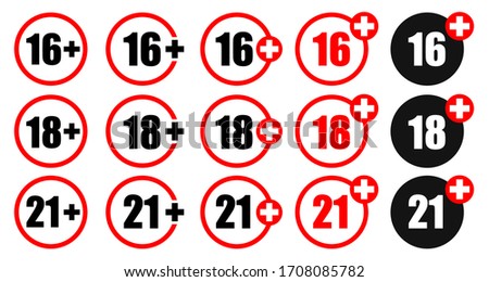 Set of sixteen, eighteen and twenty-one years over icon – stock vector