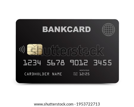 Credit card mockup with NFC wireless payment technology icon, contactless payment, credit card tap pay wave logo, contactless pay pass fast payment symbol, smart key card contact nfc - stock vector