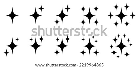 Stars set icons logo, social media stories icon, different sparkle star shapes icon collection, rating star signs collection – stock vector